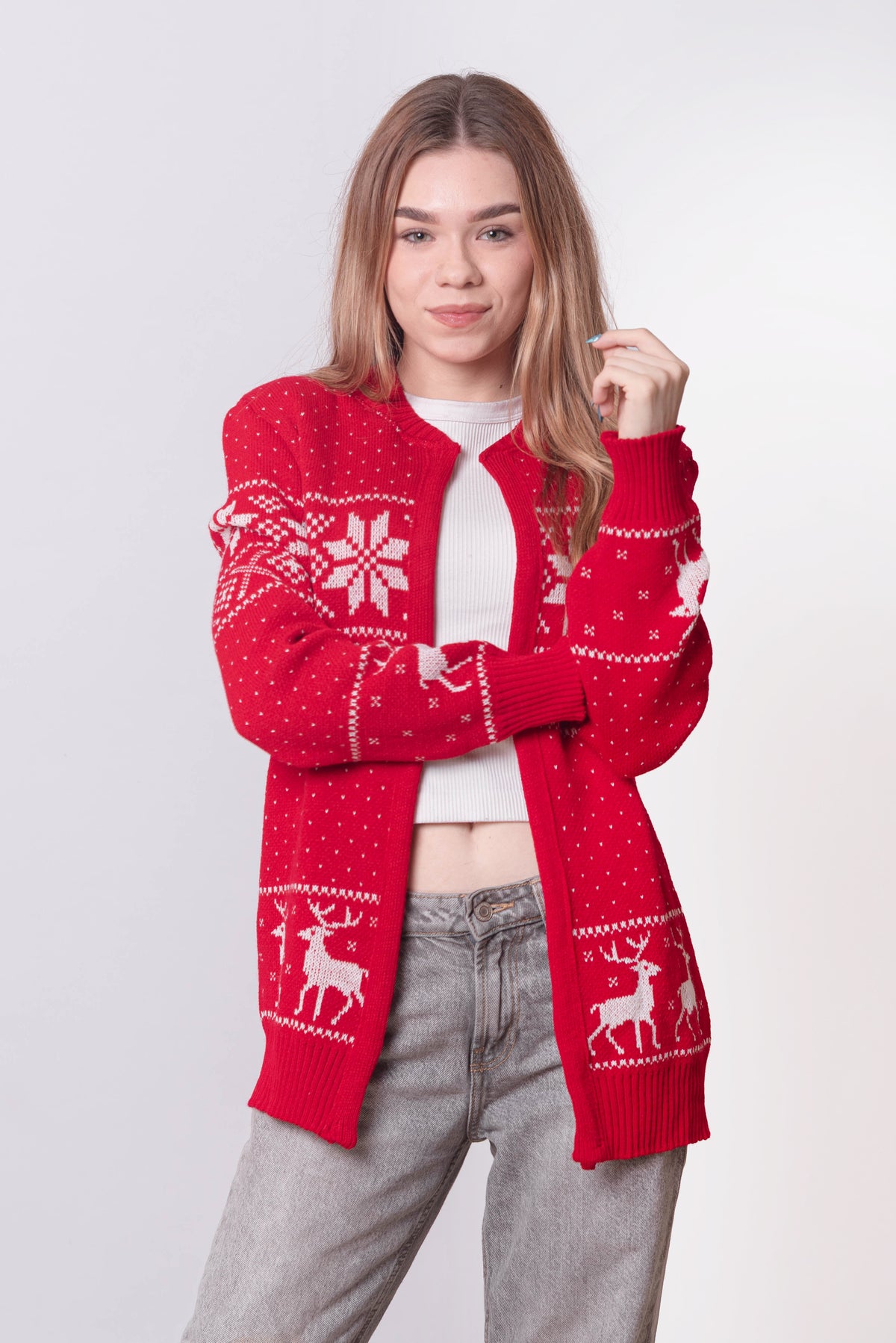 Suéter Navideño |Cárdigan Nórdico Rojo