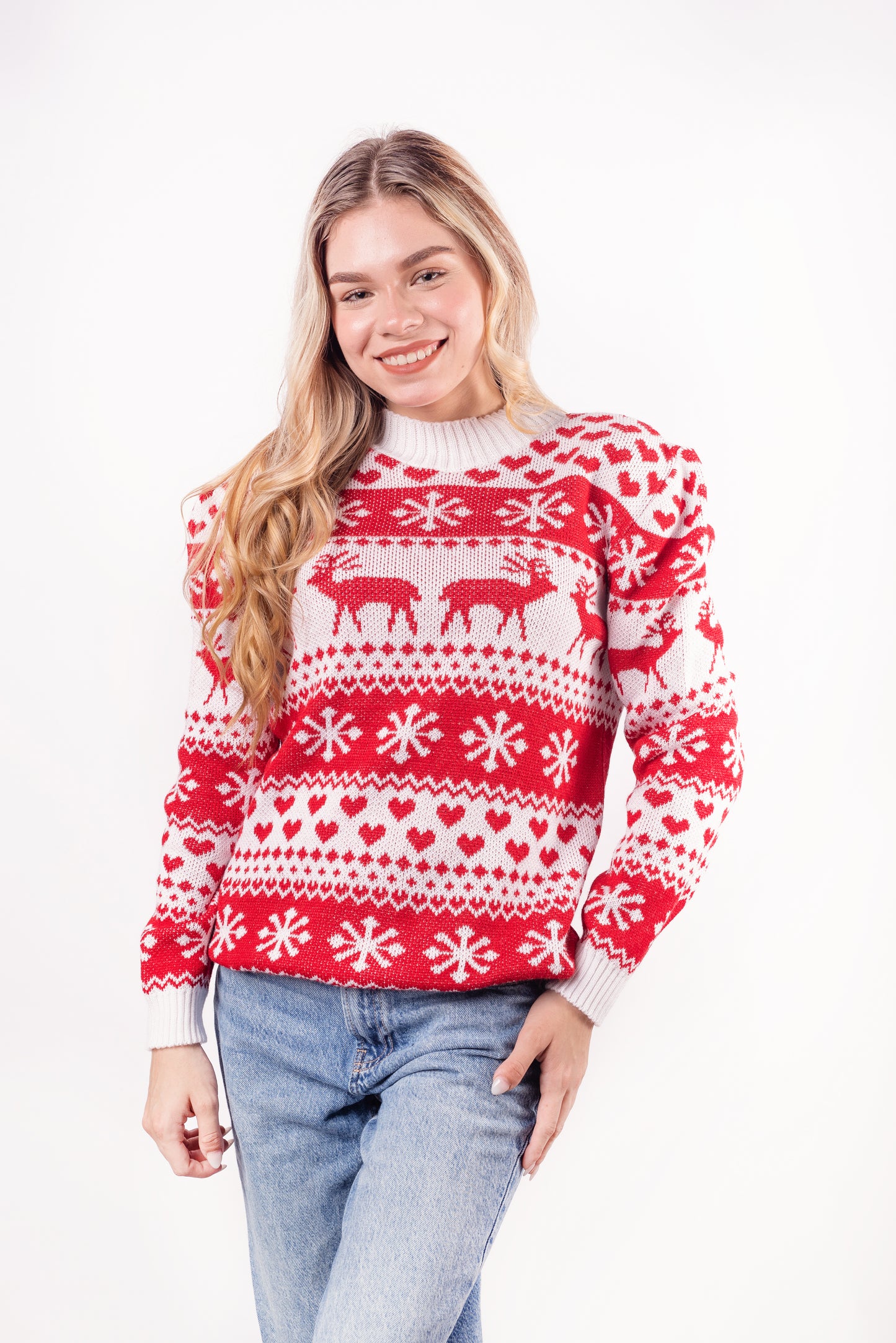 Abrigo Navideño Corazones Rojos