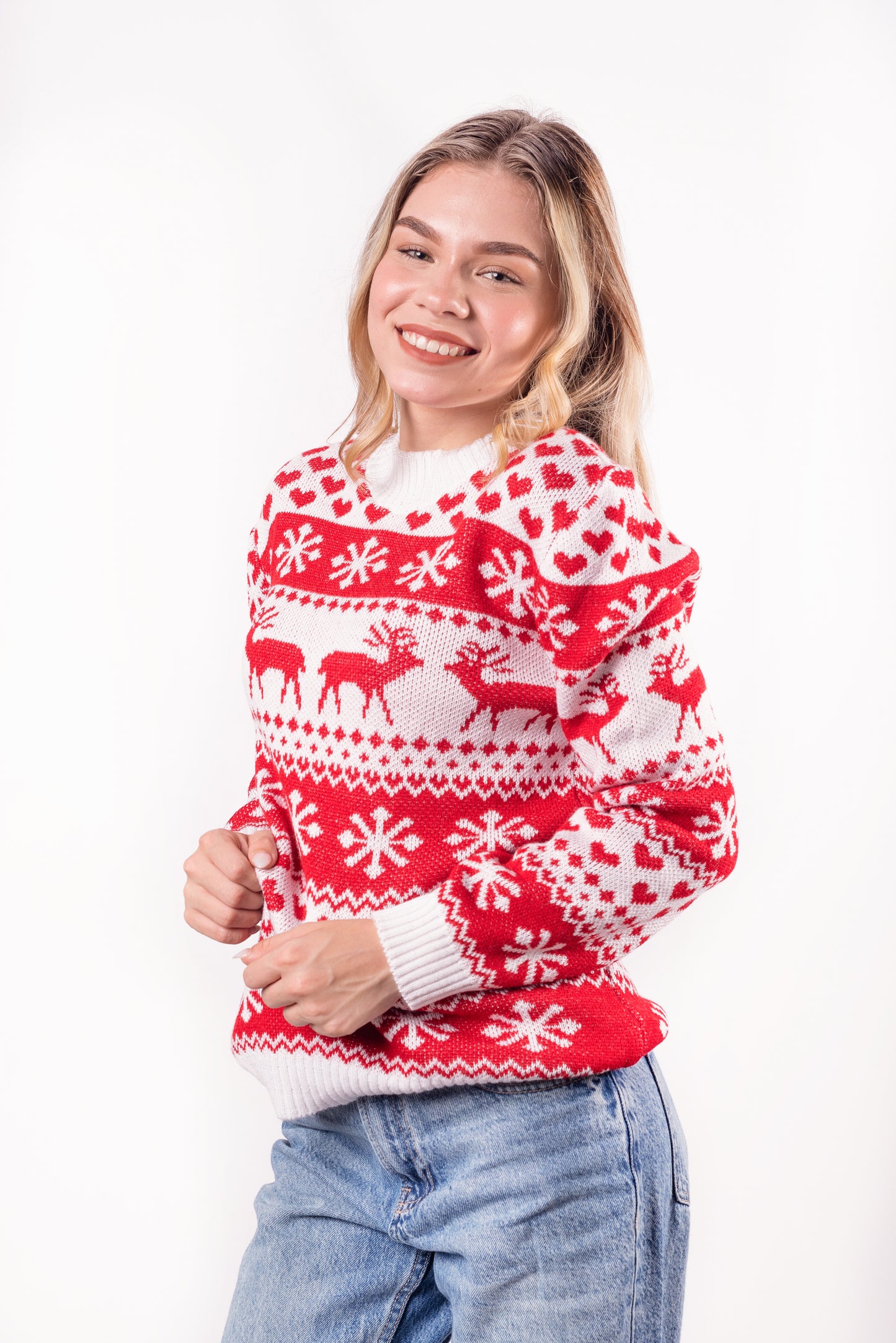 Abrigo Navideño Corazones Rojos