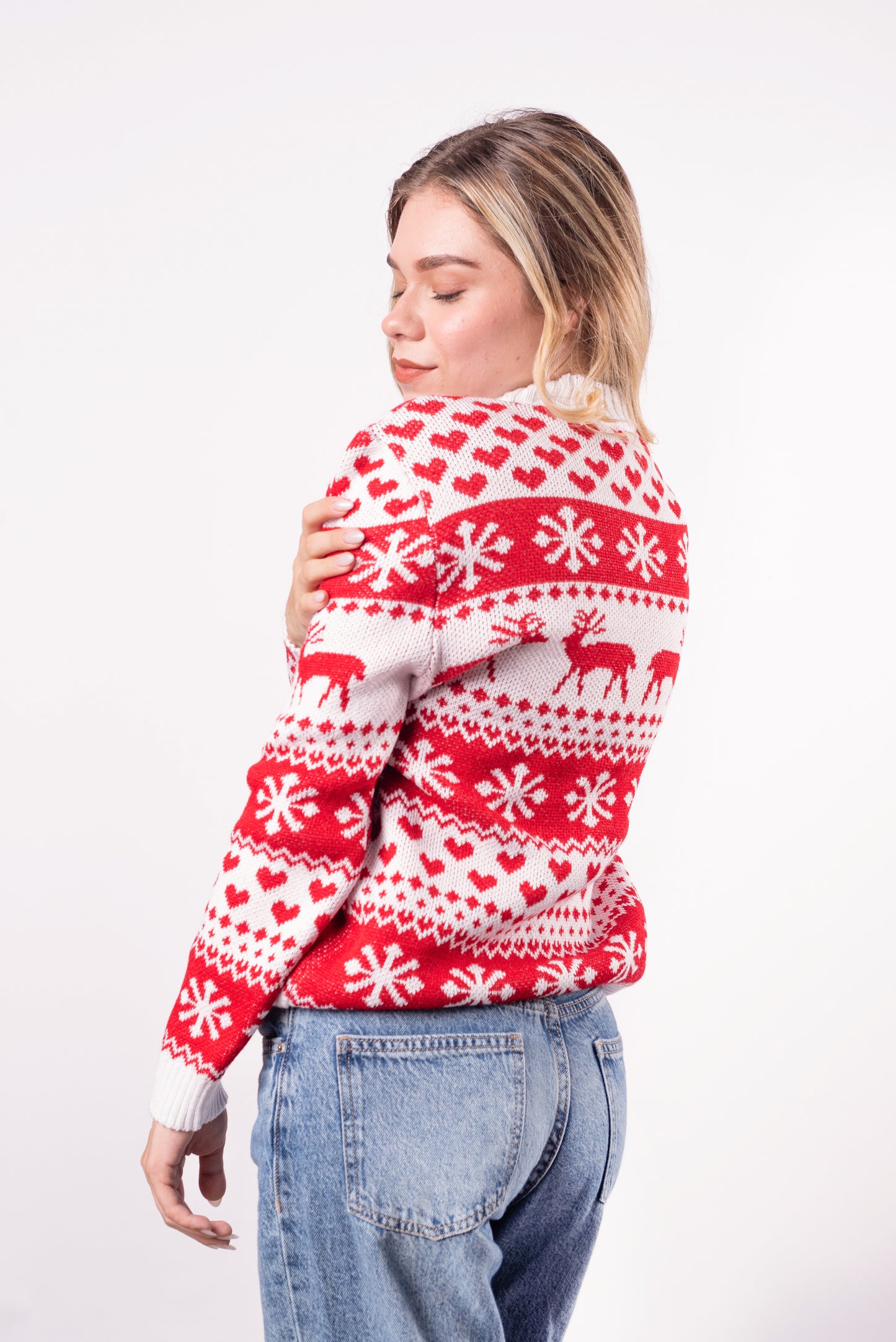 Abrigo Navideño Corazones Rojos