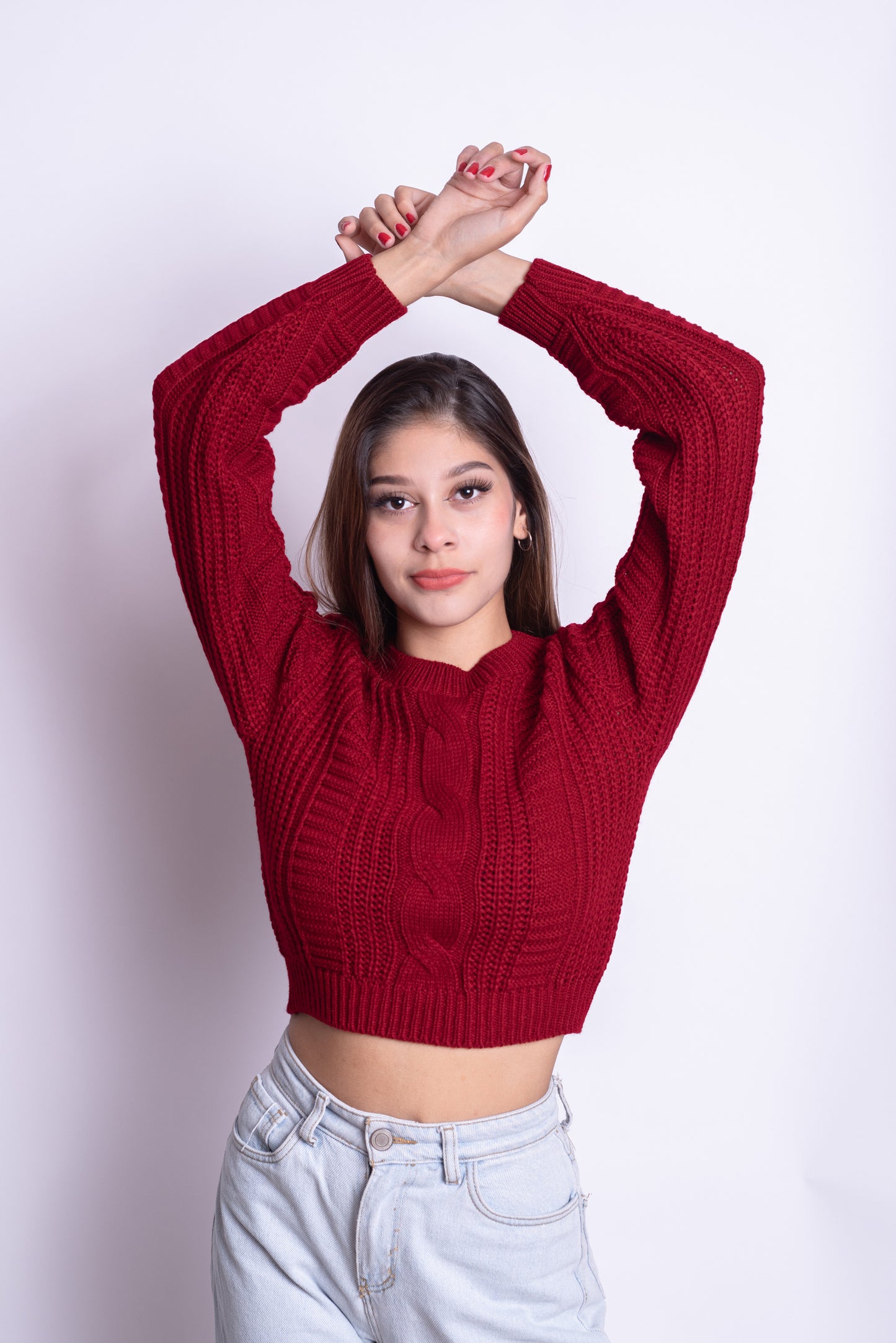 Cropped Trenzado Vino Tinto