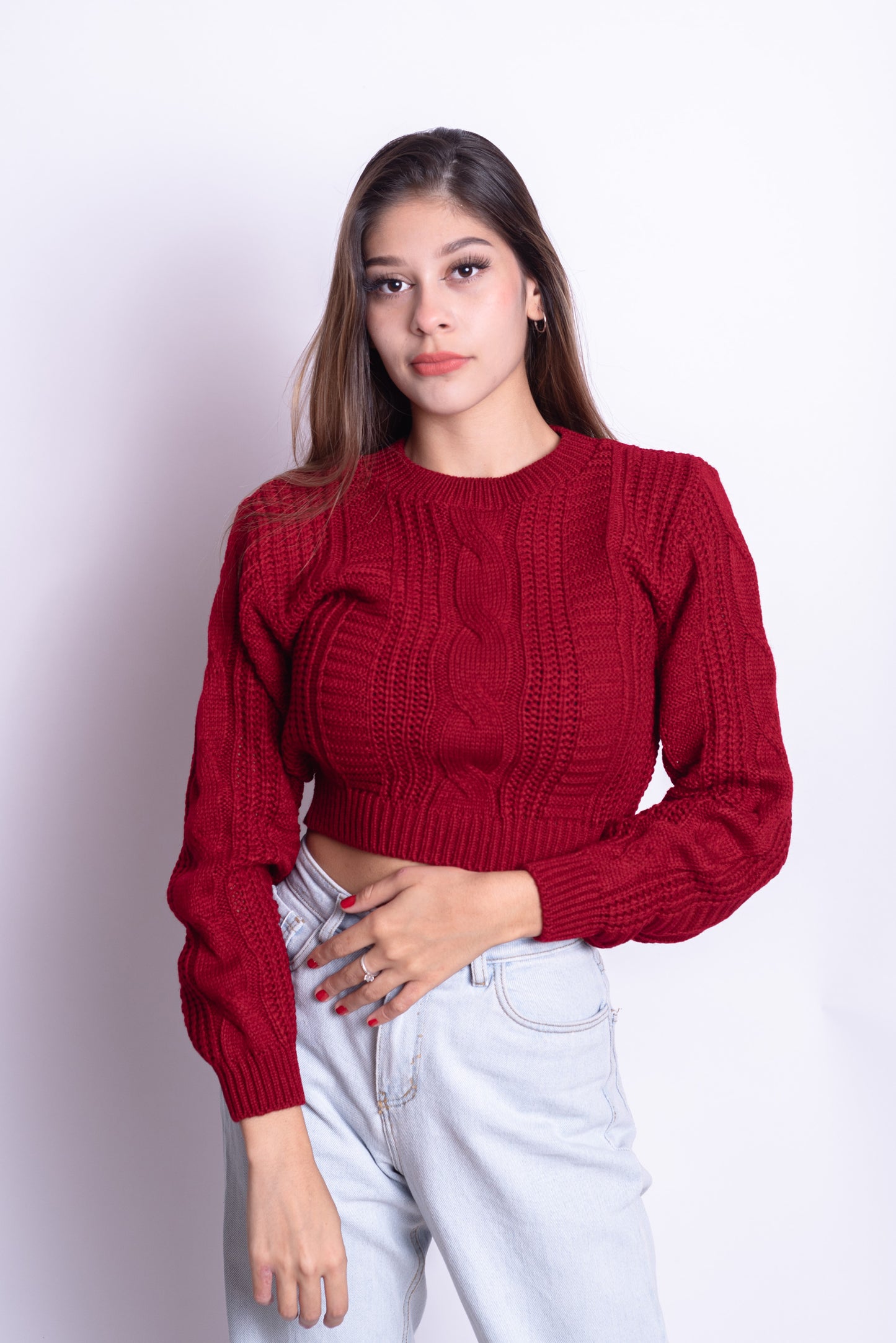Cropped Trenzado Vino Tinto