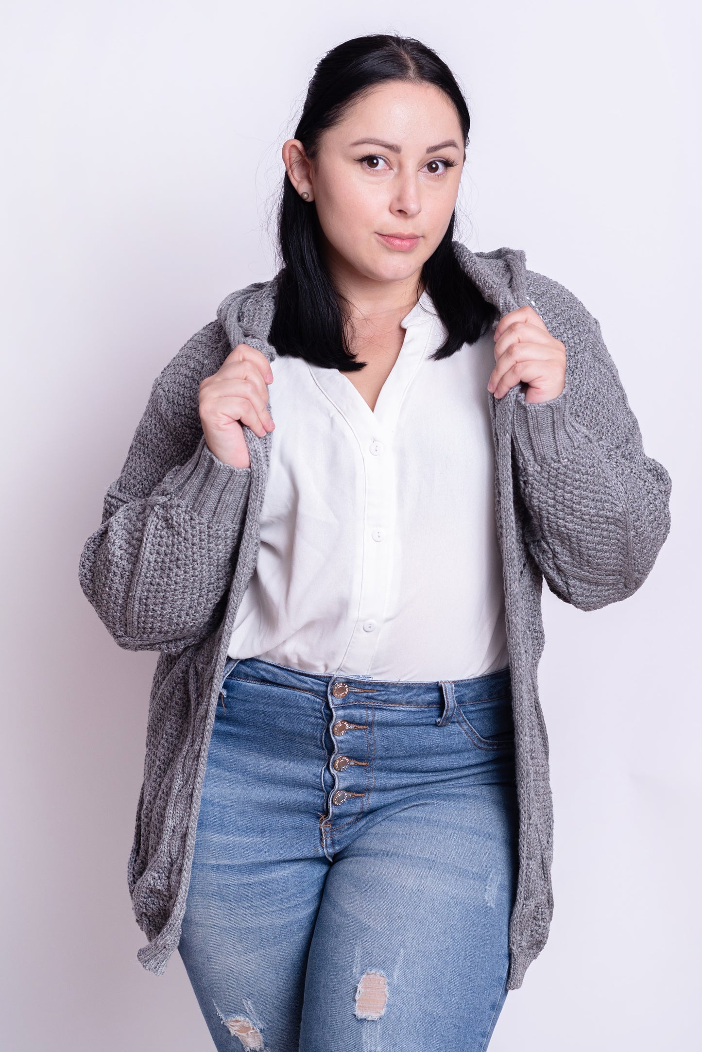 Cardigan Trenzado Gris