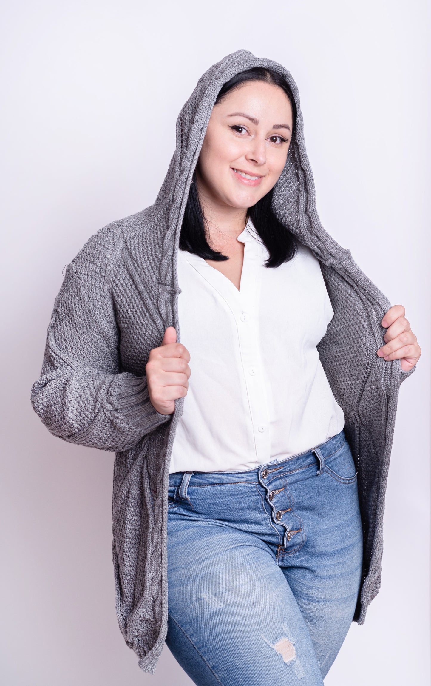 Cardigan Trenzado Gris