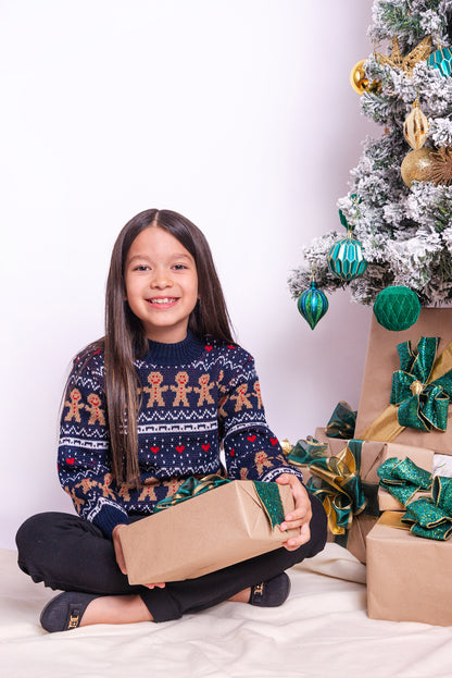 Abrigo Navideño Galletita Azul Marino-Niños