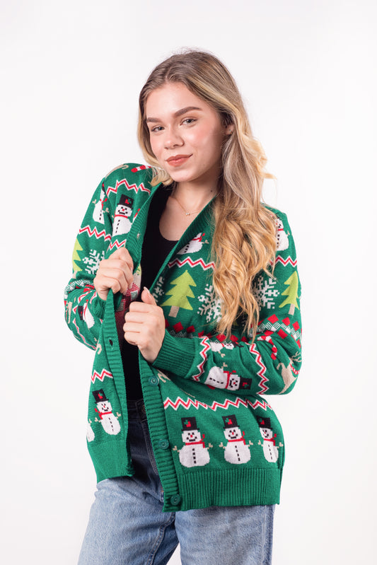 Cardigan Navideño Verde