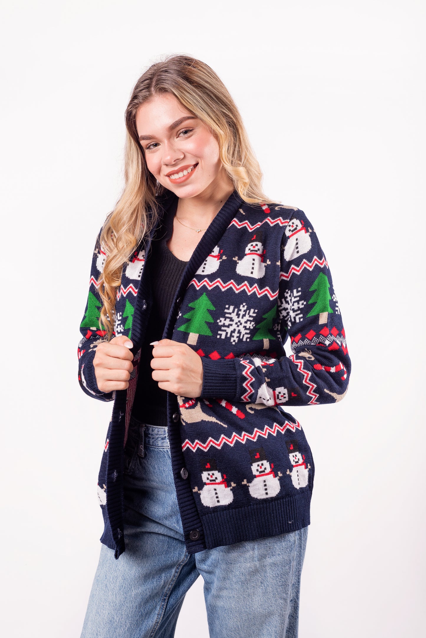 Cardigan Navideño Azul