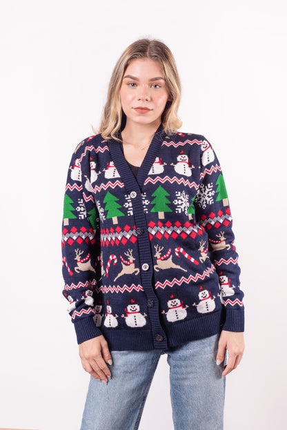 Cardigan Navideño Azul