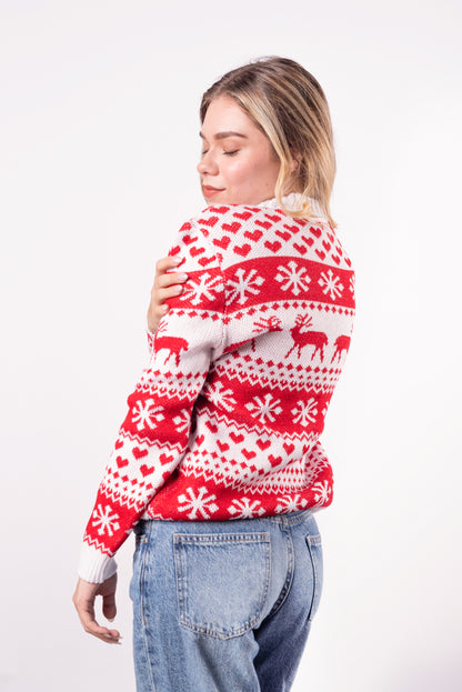 Abrigo Navideño Corazones Rojos