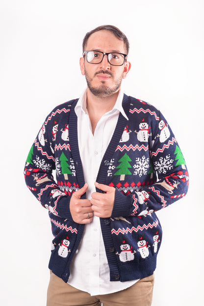 Cardigan Navideño Azul