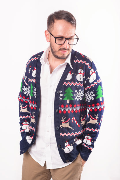 Cardigan Navideño Azul