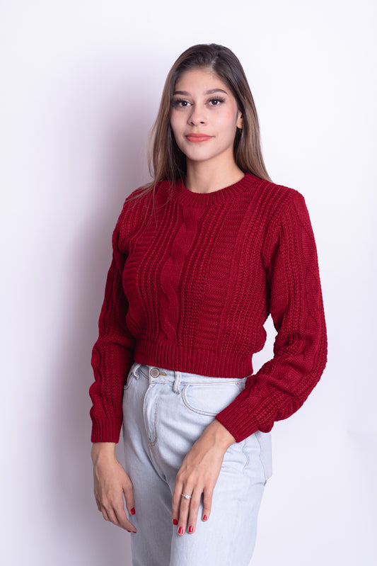 Cropped Trenzado Vino Tinto