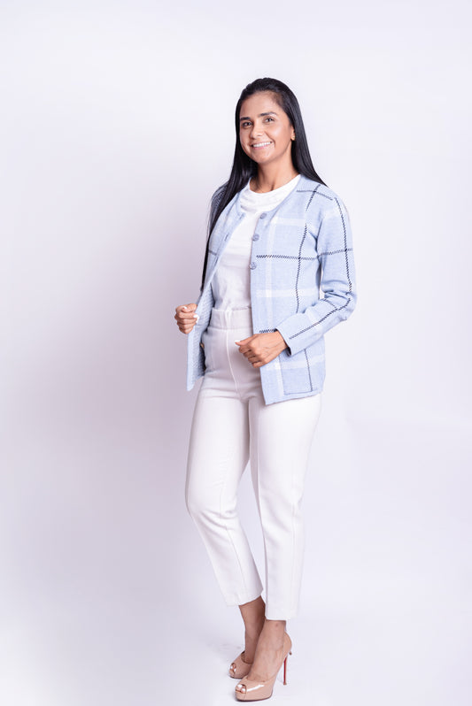 Cardigan Classic Celeste