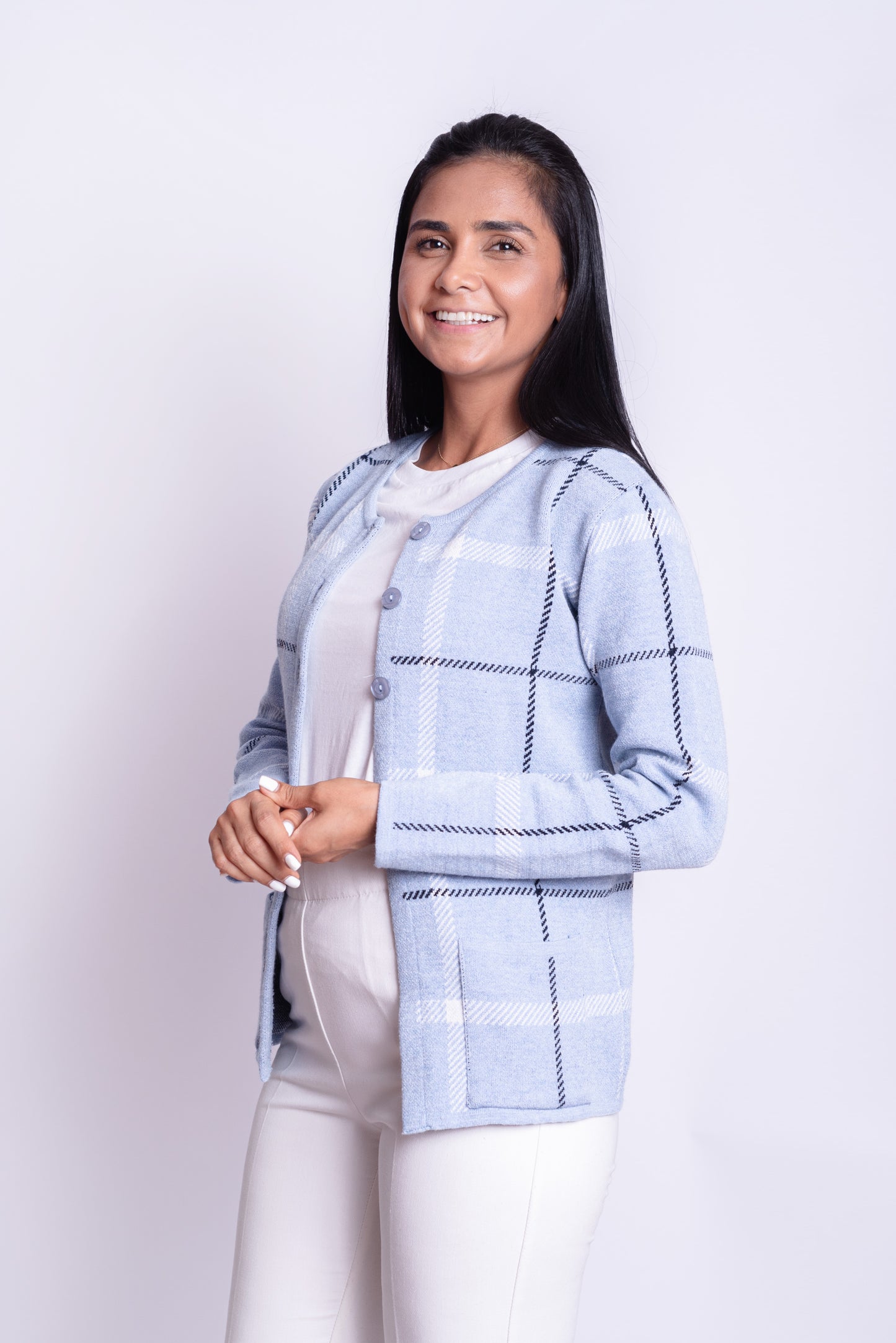 Cardigan Classic Celeste