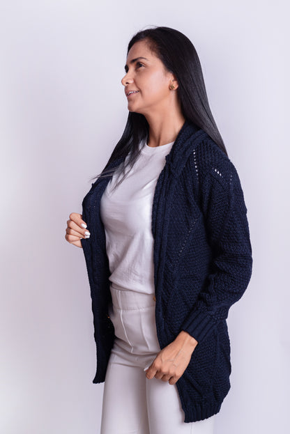 Cardigan Trenzado Azul