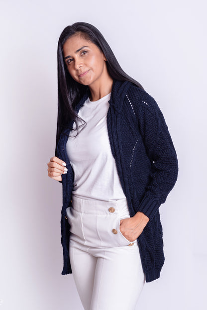 Cardigan Trenzado Azul