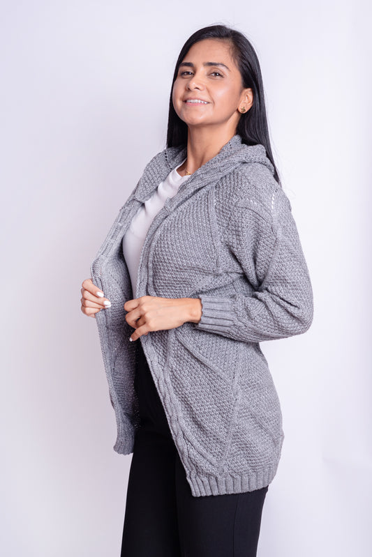 Cardigan Trenzado Gris