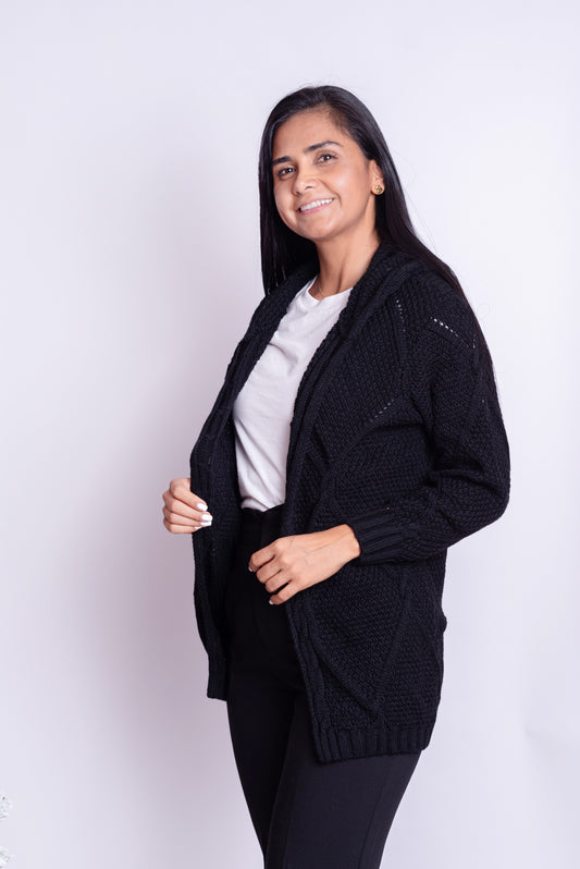 Cardigan Trenzado Negro