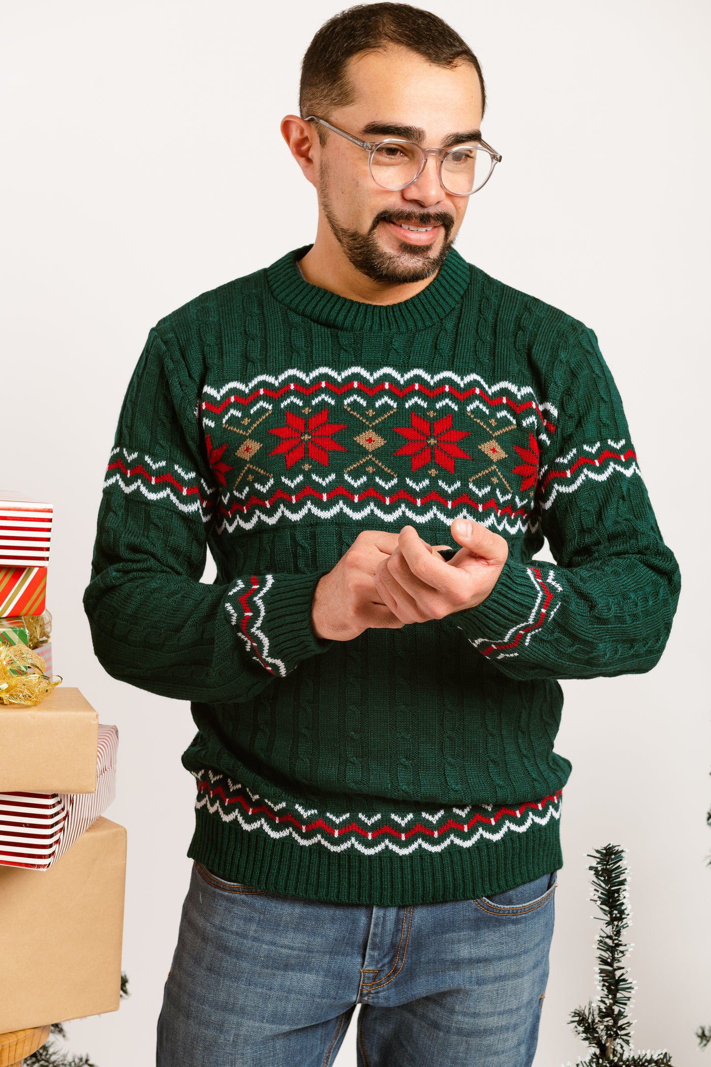 Abrigo Navideño Trenzado Verde